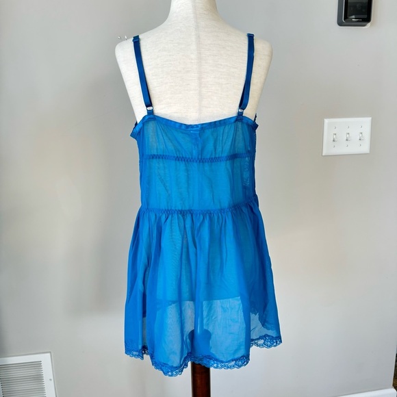 Like New! Adore Me Sexy Lace Night Gown Top with Bow Details - Teal - Picture 6 of 7